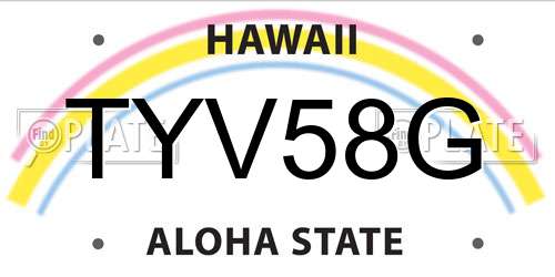 TYV58G Hawaii License Plate