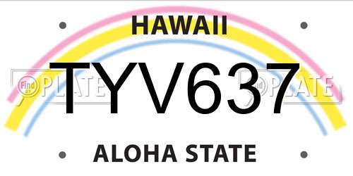 TYV637 Hawaii License Plate