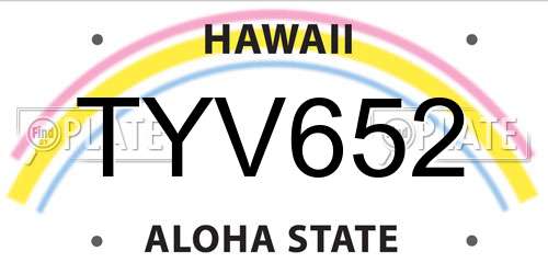 TYV652 Hawaii License Plate