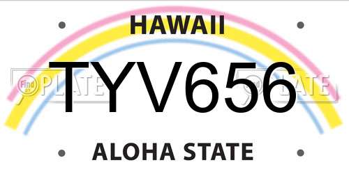 TYV656 Hawaii License Plate