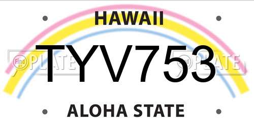 TYV753 Hawaii License Plate