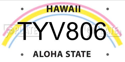 TYV806 Hawaii License Plate