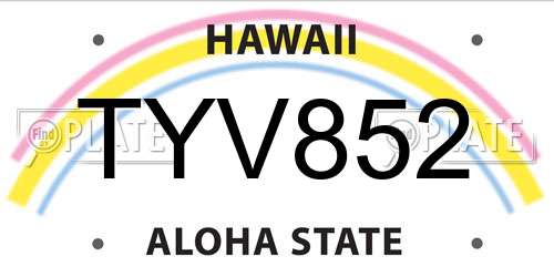 TYV852 Hawaii License Plate