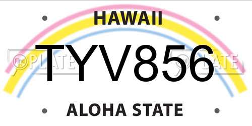 TYV856 Hawaii License Plate
