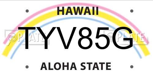 TYV85G Hawaii License Plate