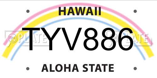 TYV886 Hawaii License Plate