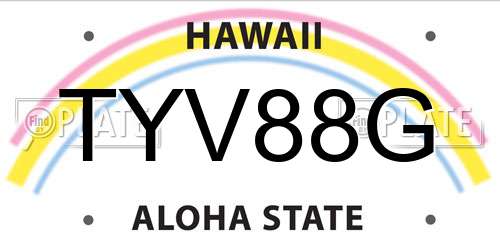 TYV88G Hawaii License Plate