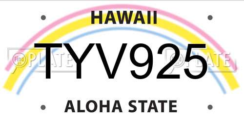 TYV925 Hawaii License Plate