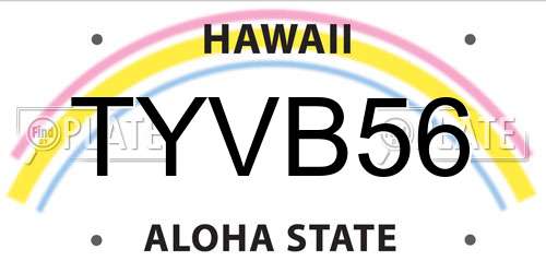 TYVB56 Hawaii License Plate