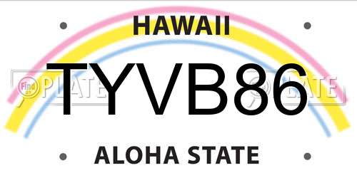TYVB86 Hawaii License Plate