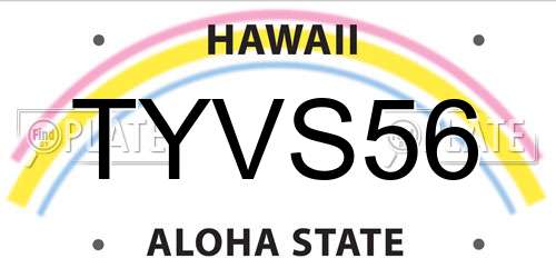 TYVS56 Hawaii License Plate