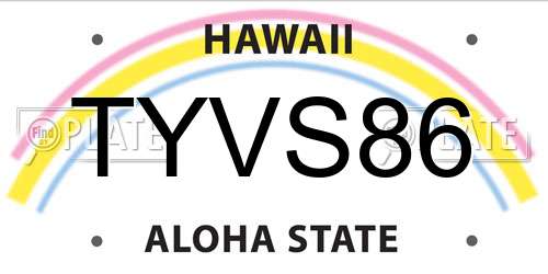 TYVS86 Hawaii License Plate