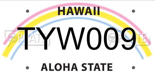 TYW009 Hawaii License Plate