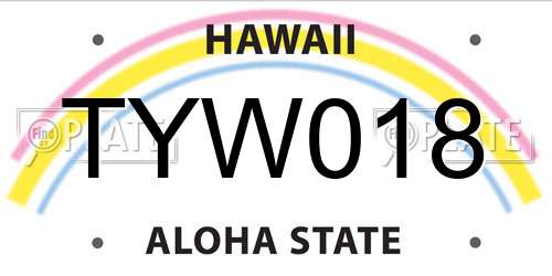 TYW018 Hawaii License Plate