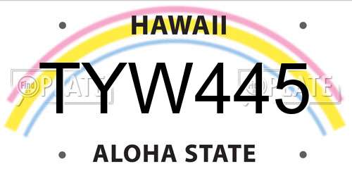 TYW445 Hawaii License Plate