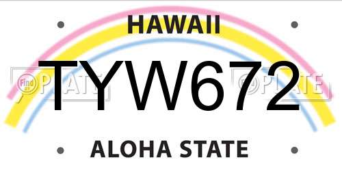 TYW672 Hawaii License Plate