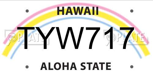 TYW717 Hawaii License Plate