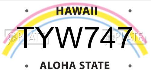 TYW747 Hawaii License Plate