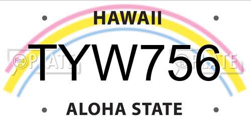 TYW756 Hawaii License Plate
