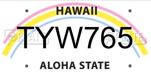 TYW765 Hawaii License Plate