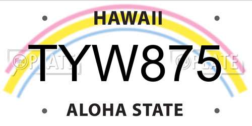 TYW875 Hawaii License Plate