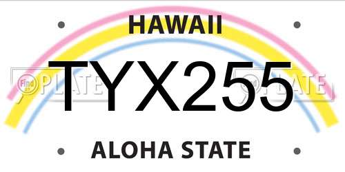 TYX255 Hawaii License Plate