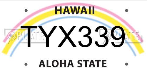 TYX339 Hawaii License Plate