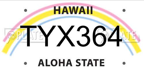 TYX364 Hawaii License Plate