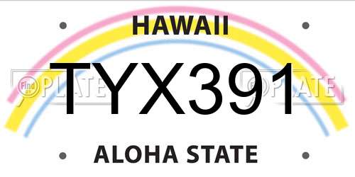 TYX391 Hawaii License Plate