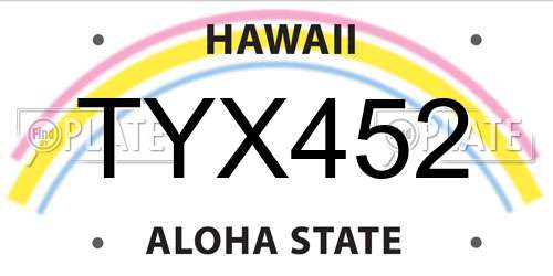 TYX452 Hawaii License Plate