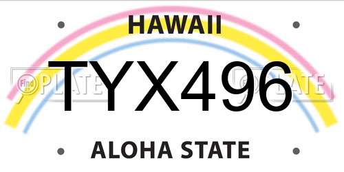 TYX496 Hawaii License Plate