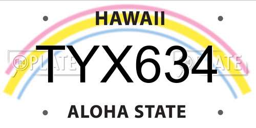 TYX634 Hawaii License Plate
