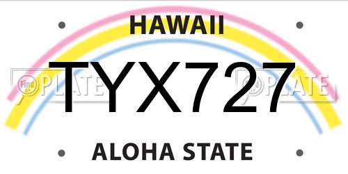 TYX727 Hawaii License Plate