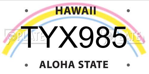 TYX985 Hawaii License Plate