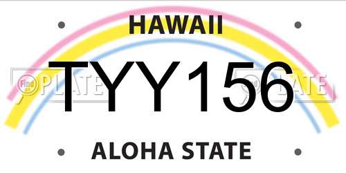 TYY156 Hawaii License Plate