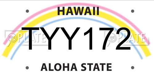 TYY172 Hawaii License Plate