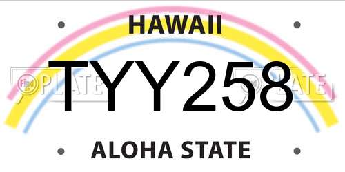 TYY258 Hawaii License Plate
