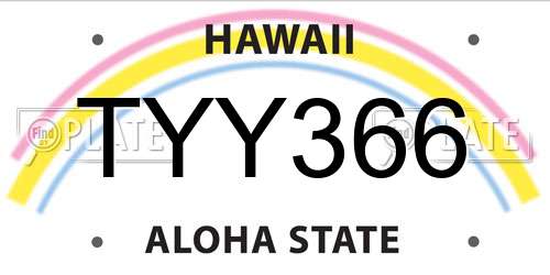 TYY366 Hawaii License Plate