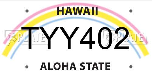 TYY402 Hawaii License Plate