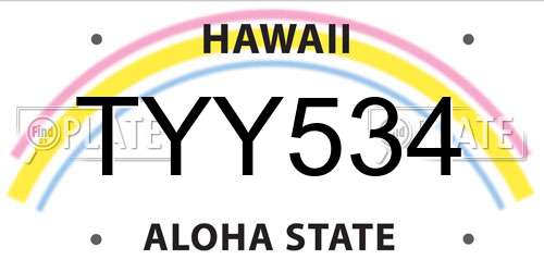 TYY534 Hawaii License Plate