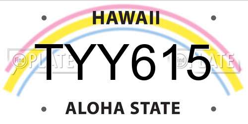 TYY615 Hawaii License Plate