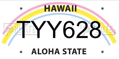 TYY628 Hawaii License Plate