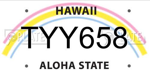 TYY658 Hawaii License Plate