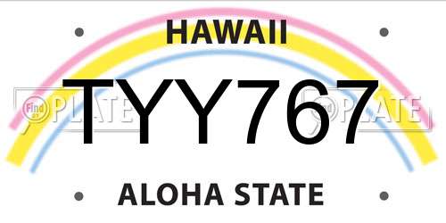 TYY767 Hawaii License Plate