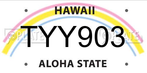 TYY903 Hawaii License Plate