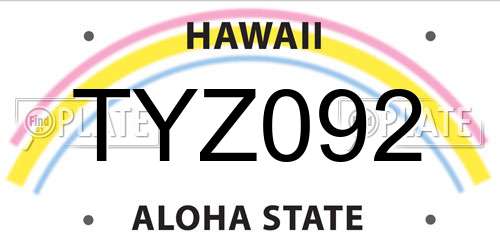 TYZ092 Hawaii License Plate