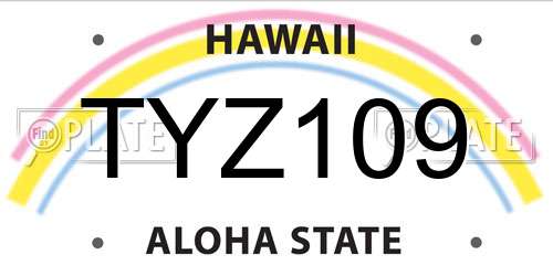 TYZ109 Hawaii License Plate