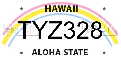TYZ328 Hawaii License Plate