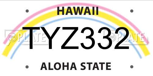 TYZ332 Hawaii License Plate