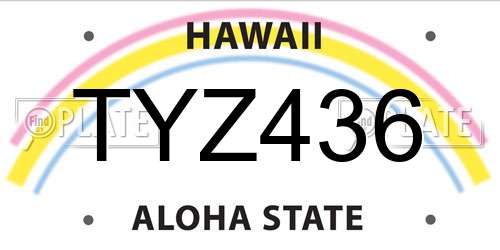 TYZ436 Hawaii License Plate